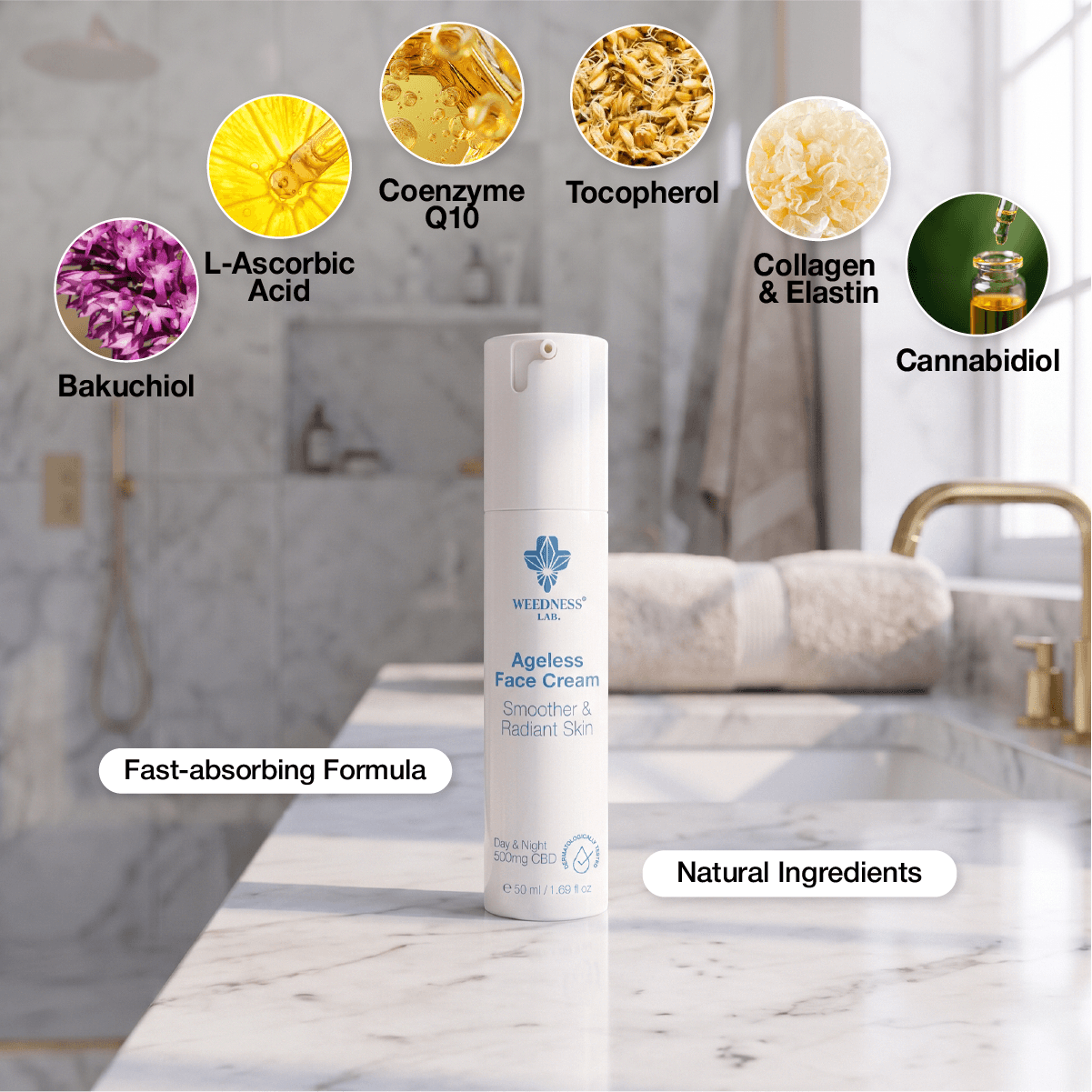 24h Anti-Aging-Gesichtscreme | 500mg CBD 50ml