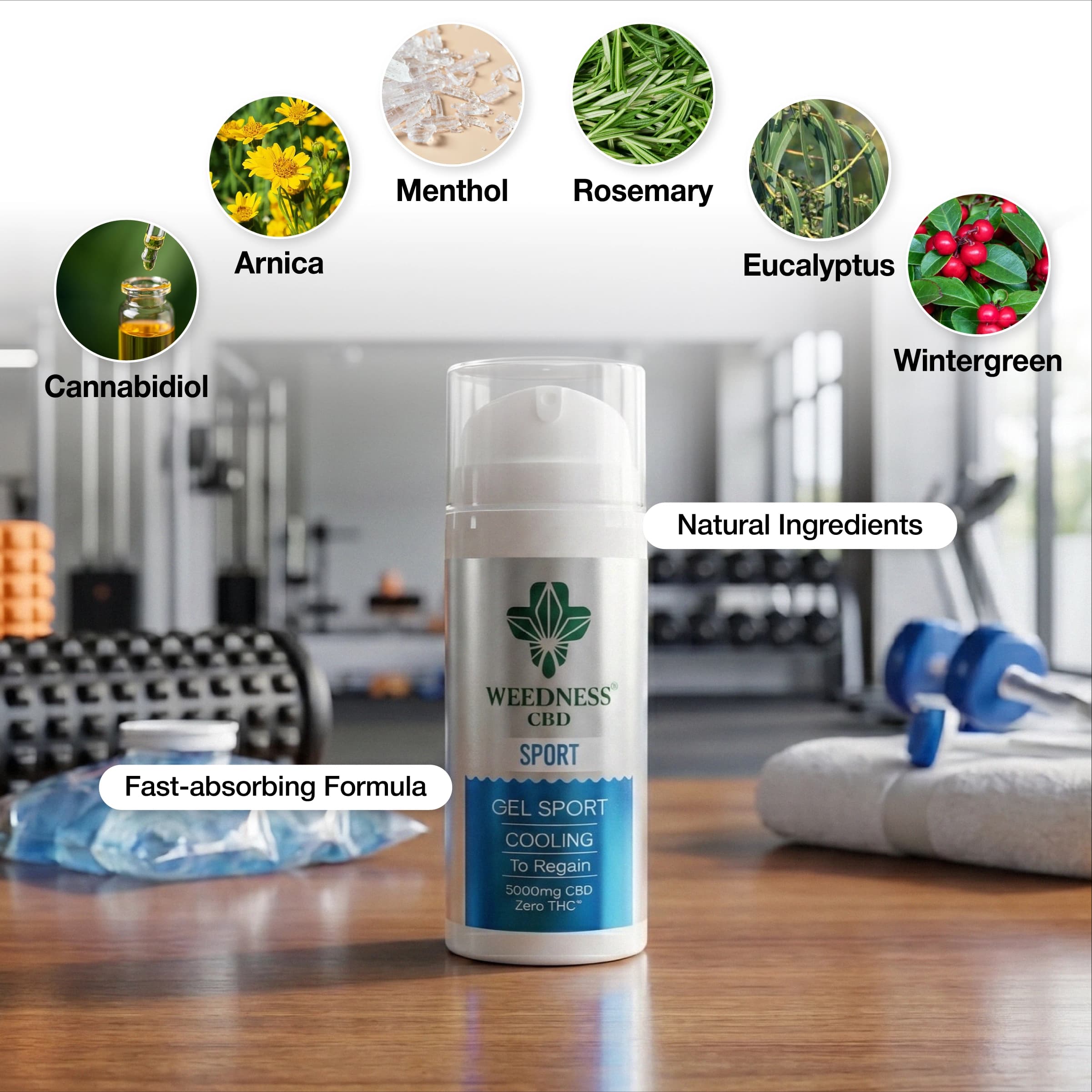 Sport-Muskel- & Gelenk-Gel (Kühleffekt) 3000mg CBD